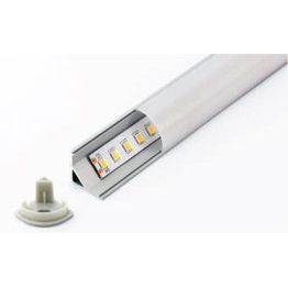 LED-asennuslista FTLight, alumiini, kulma-asennus, maitolasi, 2,0m