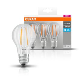 LED-lamppu Osram BASE CLASSIC A FIL 60, 6,5 W/840, E27, 3 kpl/pak