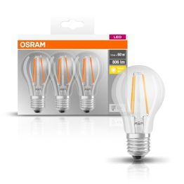 LED-lamppu Osram BASE CLASSIC A FIL 60, 7 W/827, E27, 3 kpl/pak
