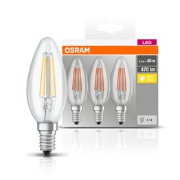 LED-lamppu Osram BASE CLASSIC B FIL 40, 4 W/827, E14, 3 kpl/pak