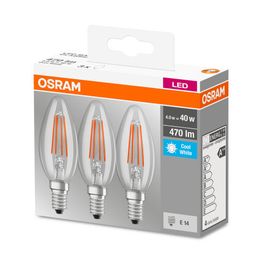 LED-lamppu Osram BASE CLASSIC B FIL 40, 4 W/840, E14, 3 kpl/pak