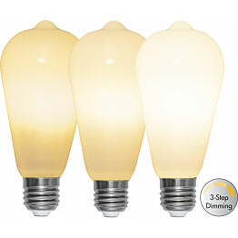 LED-lamppu Star Trading Illumination LED 3-step click 375-85, Ø64x140mm, E27, opaali, 6.5W, 2700K, 60/300/600lm