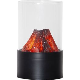 LED-lyhty Star Trading Fireplace, Ø85x135mm, musta/kirkas