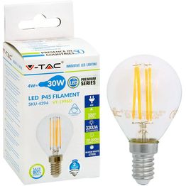 LED-polttimo V-TAC 4W E14 2700 K, 400 lm, P45 filamentti himmennettävä