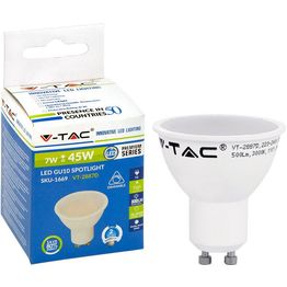 LED-polttimo V-TAC 7W GU10 3000 K, 500 lm, himmennettävä