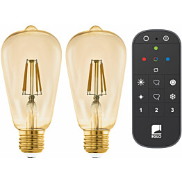 LED-Aloituspakkaus Eglo connect.z ZigBee filamentti E27 ST64 500lm 4.9W 2kpl + kaukosäädin