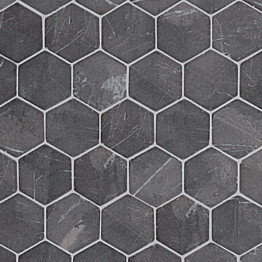 Marmorimosaiikki Qualitystone Hexagon Gray verkolla 60 x 60 mm