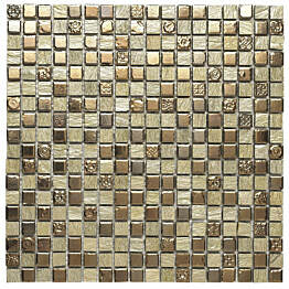 Mosaiikkilaatta Pukkila Lasi-luonnonkivimosaiikki Thea Ruskea himmeä struktuuri 15x15 mm