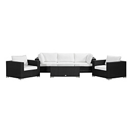Oleskeluryhmä Bahamas 3-istuttava sohva + 2 nojatuolia + sohvapöytä musta/valkoinen