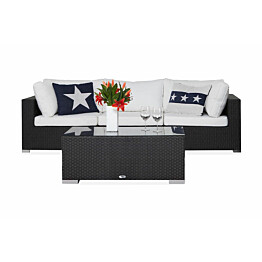 Oleskeluryhmä Bahamas 3-istuttava sohva + sohvapöytä musta/valkoinen