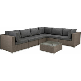 Oleskeluryhmä Marcus 6-istuttava sohva sohvapöytä ruskea-harmaa