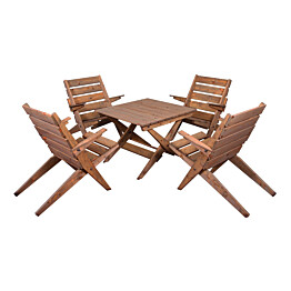 Oleskeluryhmä Miljöökoriste, 4 tuolia + pöytä, mänty, ruskea