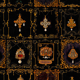 Paneelitapetti Mindthegap Anna&#039;s jewelry 1,56x3 m musta