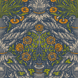 Paneelitapetti Mindthegap Floral ornament 1,56x3 m sininen/oranssi