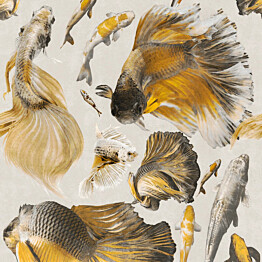 Paneelitapetti Mindthegap Goldfish 1,56x3 m keltainen