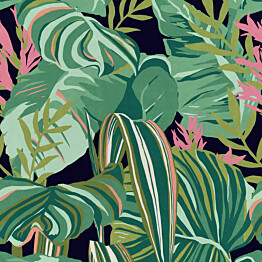 Paneelitapetti Mindthegap Tropical foliage 1,56x3 m musta
