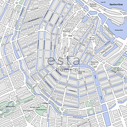 Paneelitapetti PhotowallXL Street Map Amsterdam 157712 2790x2790 mm 