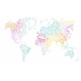 Paneelitapetti Sandberg World Map non-woven mittatilaus monivärinen