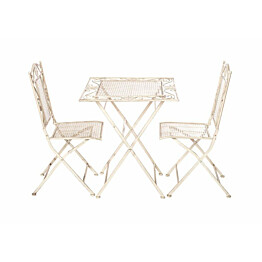 Parvekekalustesetti Chic Home pöytä + 2 tuolia metalli valkoinen
