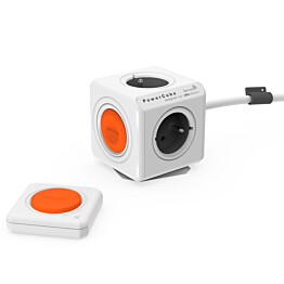 Pistorasia Allocacoc PowerCube Extended Remote set 15m 4-osainen oranssi/valkoinen