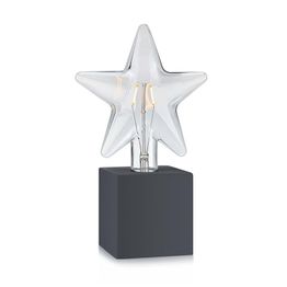 Pöytäkoriste Markslöjd Billsta, 12x12x36cm, E27+LED, harmaa/kirkas