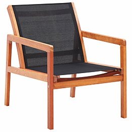 Puutarhan nojatuoli musta, eukalyptuspuu ja textilene, eri mallivaihtoehtoja