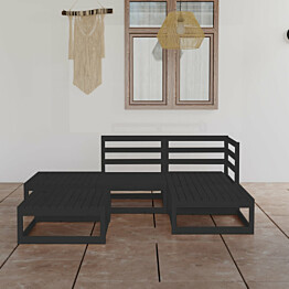 Puutarhasohvan runko + pöytä musta, mänty, 5 modulia