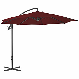 Riippuva aurinkovarjo 1 teräspylväällä 300 cm viininpunainen