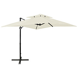 Riippuva aurinkovarjo 1 tuplakatolla 250x250 cm hiekka