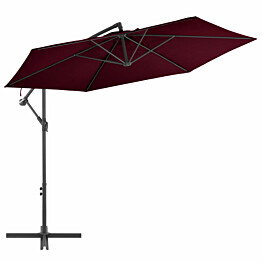 Riippuva aurinkovarjo alumiinipylväällä 300 cm viininpunainen
