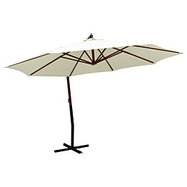 Riippuva aurinkovarjo puurunko 350 cm hiekanvalkoinen