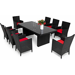 Ruokailuryhmä Majestic-Thor Lyx 210cm pöytä 6 tuolia musta-musta