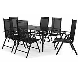 Ruokailuryhmä Primavera 150x90cm, 6 tuolia, musta