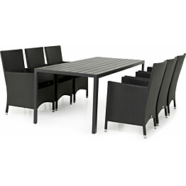 Ruokailuryhmä Heinola 205 cm 6 tuolia musta