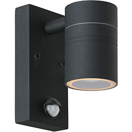 Seinävalaisin Lucide Arne-LED liiketunnistimella, Ø6,3 cm, 1x5W, IP44, musta
