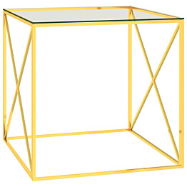Sohvapöytä kulta 55x55x55 cm ruostumaton teräs ja lasi