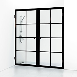 Suihkuovi Svedbergs 180° Rista kahden seinän väliin, kaksi ovea, 160x200, musta kehys
