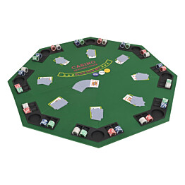 Taitettava pokeripöytälevy 8 pelaajalle kahdeksankulmio vihreä