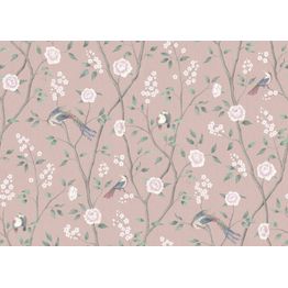 Tapetti Boråstapeter Oriental Dreams, Paradise Birds, 1901, 0.53x10.05m, roosa