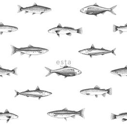 Tapetti Esta Regatta Crew Surf Edition 138967 0,53x10,05 m valkoinen/musta