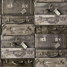 Tapetti Vintage Suitcases 138217 0,53x10,05 m tummanruskea
