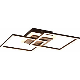 LED-kattovalaisin Trio Giro, neliö, mattamusta/puu