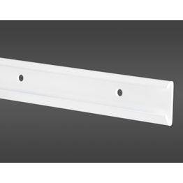 Valkoinen, 135 cm pituinen turvakantokisko kiinnitetään ruuveilla kiinteästi seinään