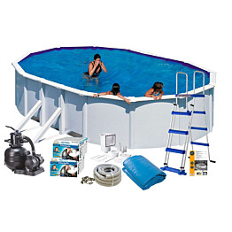 Uima-allaspaketti Swim & Fun Basic 132 v2, 610 x 375 cm valkoinen