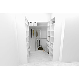 Walk-in closet U-malli Mirror Line 2100/2400x1600x1800 mm valkoinen