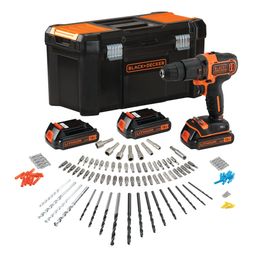 Akkuporakone Black+Decker BDCHD181B3A 18V 3x1,5 Ah akuilla + 120 tarviketta