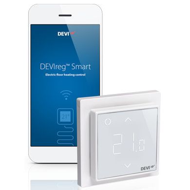 Yhdistelmätermostaatti DEVIreg Smart puhdas valkoinen
