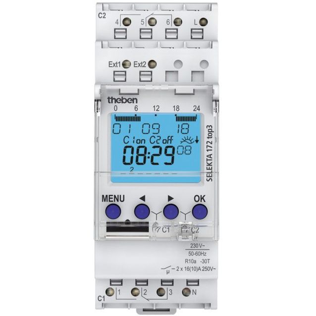 Digitaalinen kellokytkin Theben Selekta Top3 Astro, astro-kellokytkin viikko-ohjelmalla