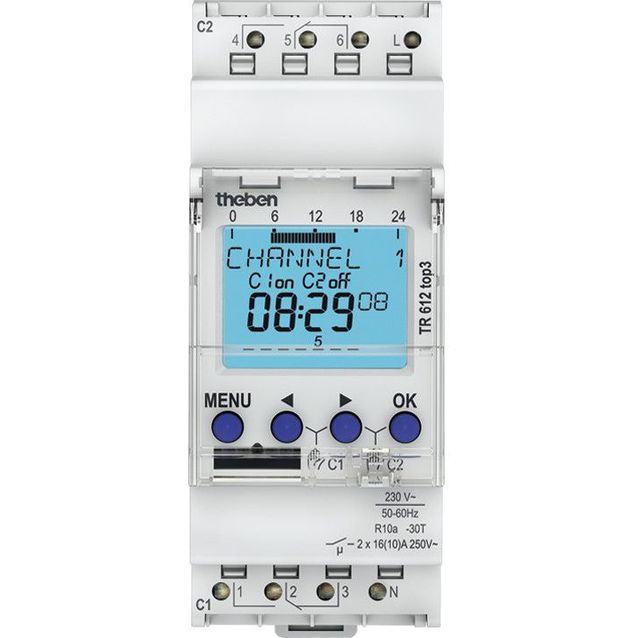 Digitaalinen kellokytkin Theben TR 612 Top3, viikko-ohjelma