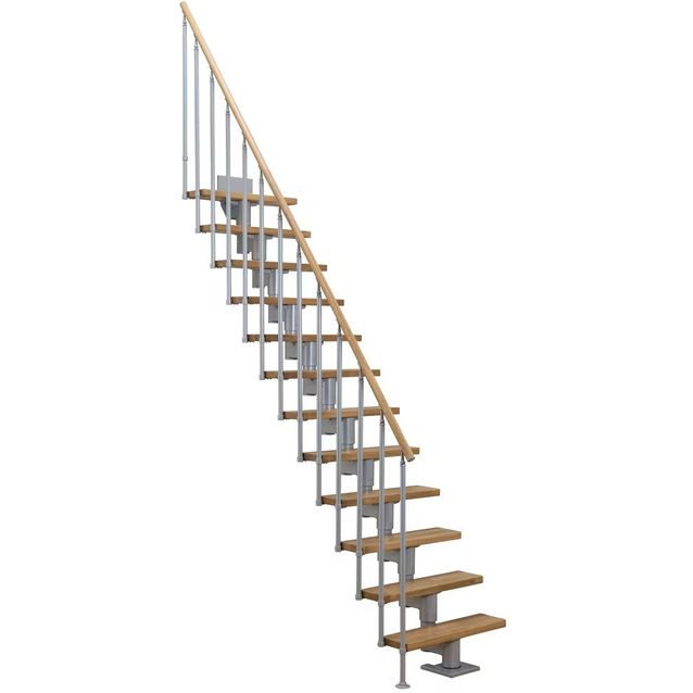 Portaat Dolle Dublin Classic II -kaide lakattu tammi harmaa suora eri kokoja